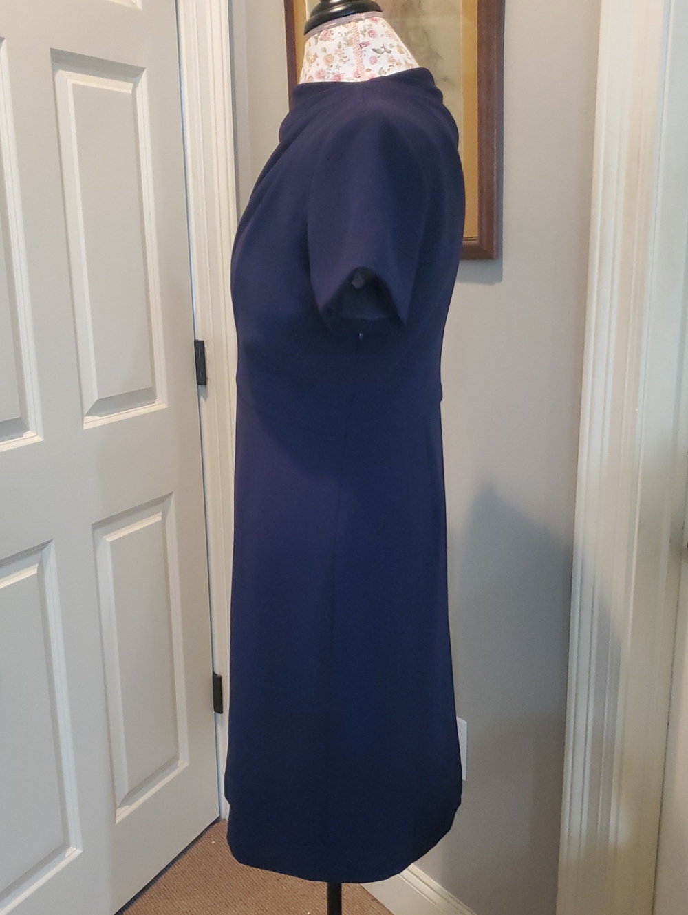 J.Crew Collection Draped Neckline Dress Blue Size 8 - Picture 3 of 5